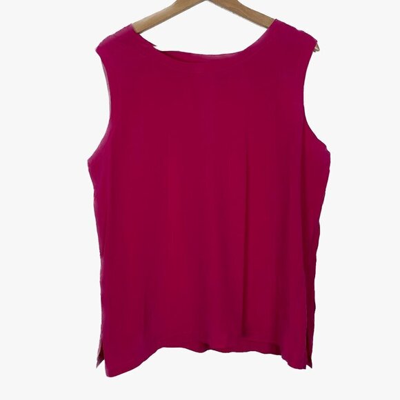 VINTAGE Stephanie Andrews Hot Pink 100% Silk Top Plus Size 1X - Picture 1 of 7